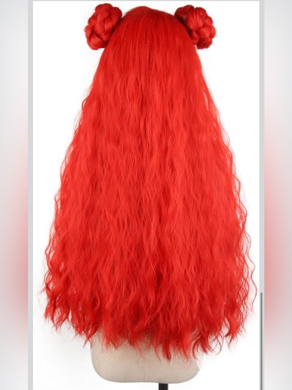 Red Princess Wavy Long Wig w/ Braided Buns Curly Cosplay Costume 🔥 - Picture 3 of 14